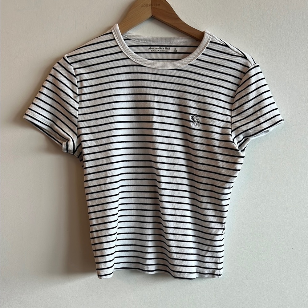 Abercrombie & Fitch Black and White Striped Tee